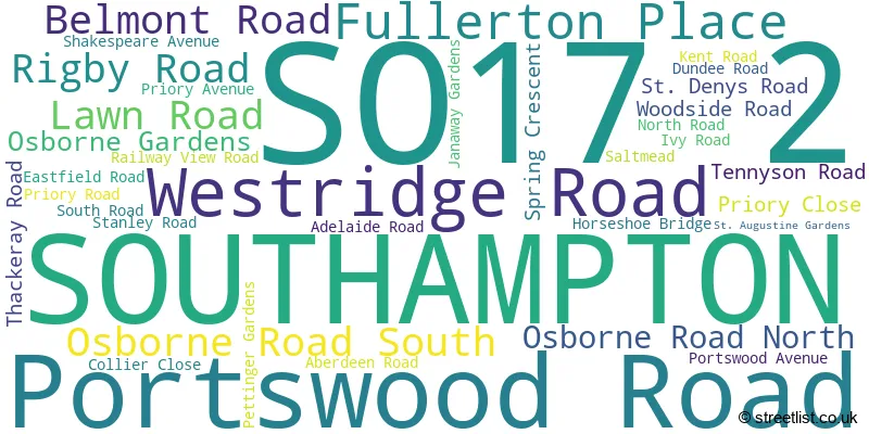 A word cloud for the SO17 2 postcode